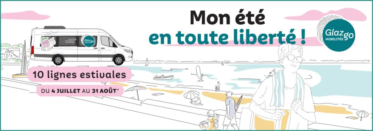 Navette estivale Glazgo desservant La Trinite-sur-Mer et Carnac, arret devant le camping